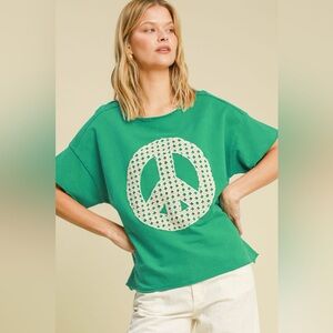 Umgee Full Size Mineral Wash T-Shirt with Lace Applique Plus Size